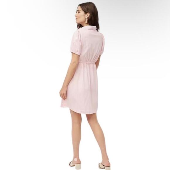 J.Crew Sz 14 Short-sleeve Collared Mini Dress Pink & White Striped Preppy NWT - Picture 6 of 16